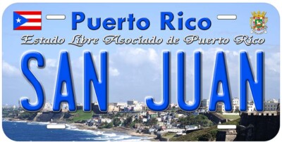 San Juan Puerto Rico Aluminum Novelty Car License Plate