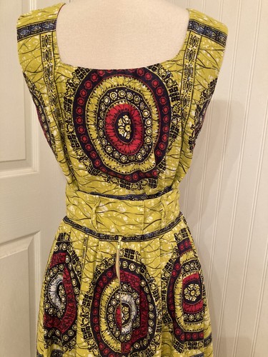 vintage 1950s novelty print 2 pc dress, tribal, sun dress resort - Picture 7 of 12