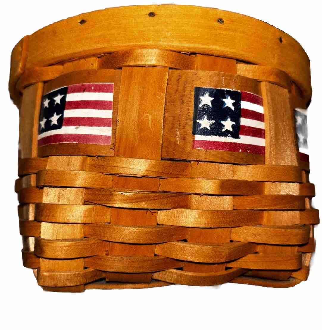 Vintage~ Patriotic Basket ~Hanging Wall/Door Art~ American Flag ~Candle Holder