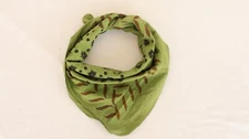 Moss Green Organic Cotton Bandana Scarf, Boho Block Print, Lightweight Head Wrap