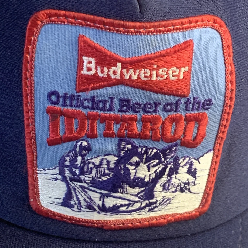 Vintage Budweiser Hat Cap Snap Back Iditarod Dog Race Big Patch Full Foam USA - Image 2 of 4
