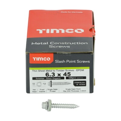 Schrauben Sechskantschlitz silber 6,3x45 Timco Dünnblech auf Holz (100 Stück)