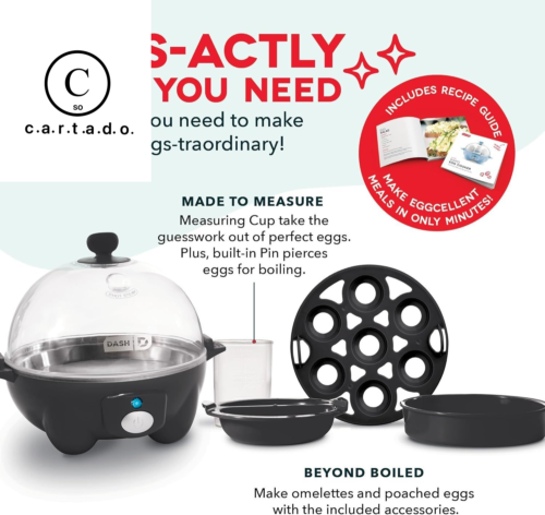 DASH Rapid Egg Cooker 7-Capacity Electric Egg Cooker in Black for 7 Eggs