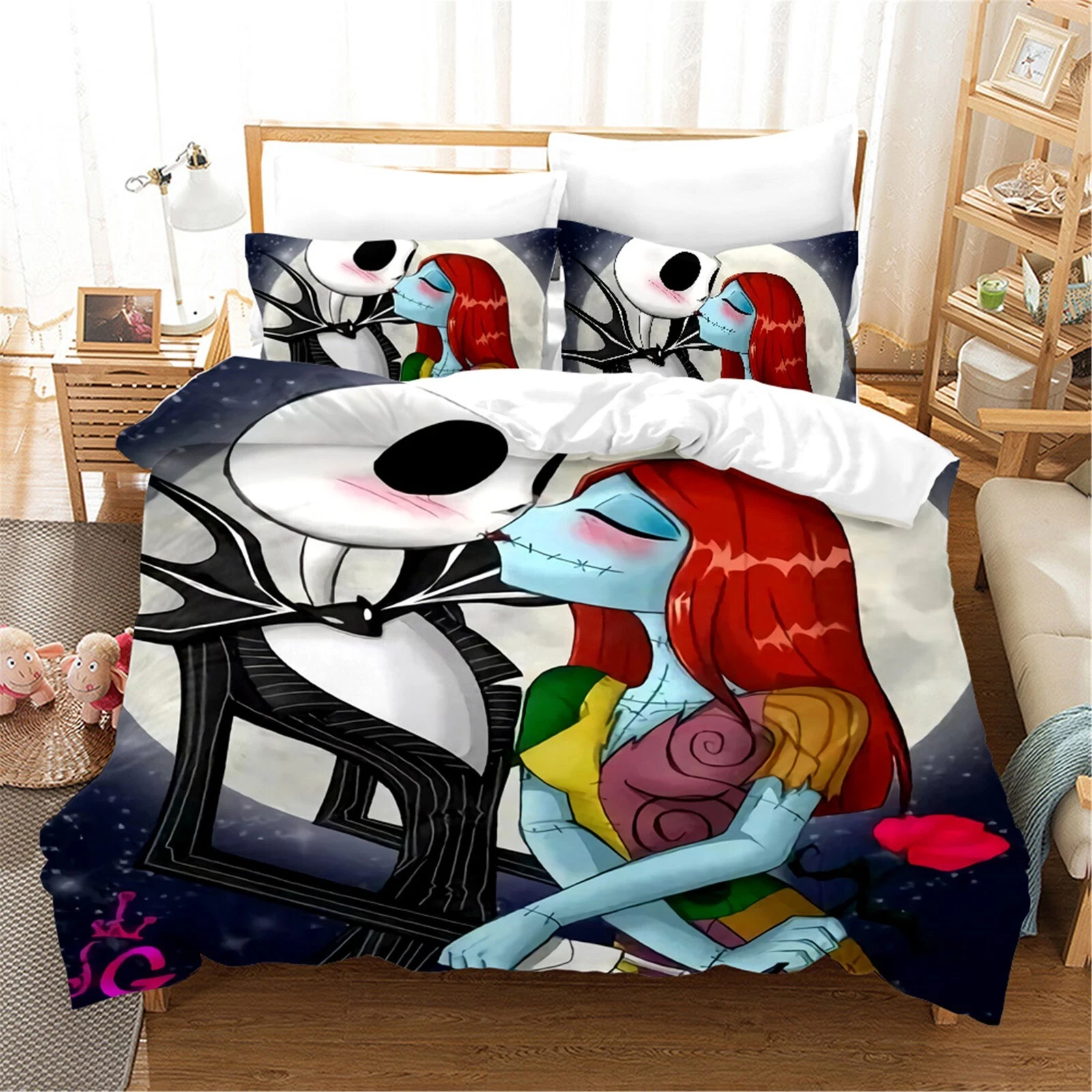 3D Skull Christmas Pattern Love Bedding Set | Christmas Gift | Christmas Decor