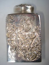 Sterling Silver Tea Caddie - American 19th Cen. Hand Chased - J.F. Fradley & Co.