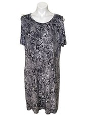 Calvin Klein Snake Print Cold Shoulder Dress, Black White Women's Size L