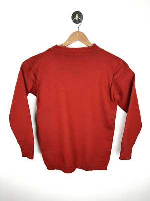 Vintage Guernsey jumper Red fisherman Knit Channel island chore 