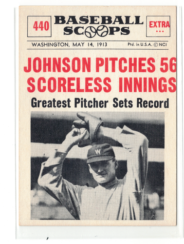 ๐ฅ1961 Nu-Cards Baseball Scoops - VG- would grade-Walter Johnson #440๐ฅ๐