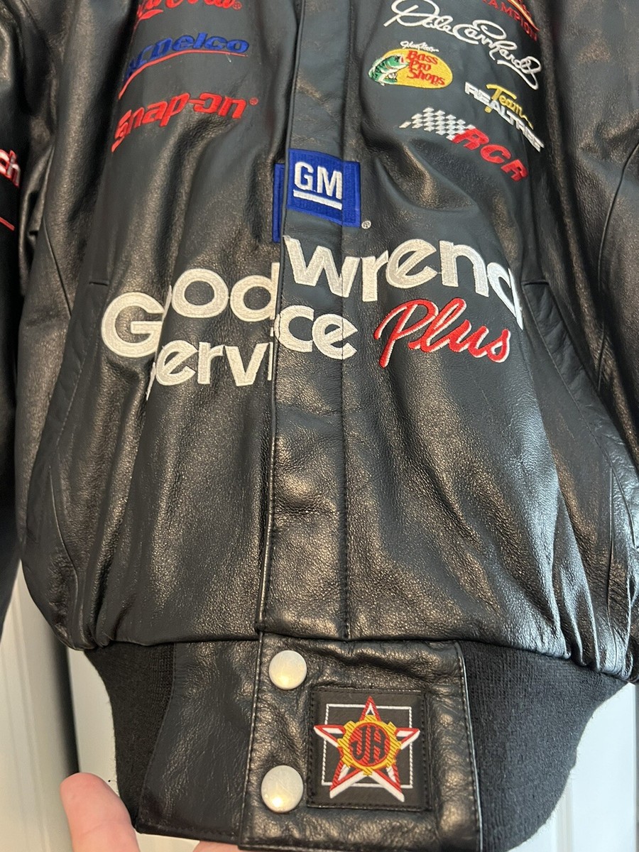 VTG Leather NASCAR Racing Dale Earnhardt Black Snap Jacket JH