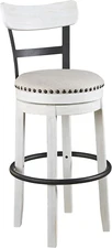 30 inches Modern (360 Degree) Swivel Pub Height Barstool, Whitewash, Cushioned