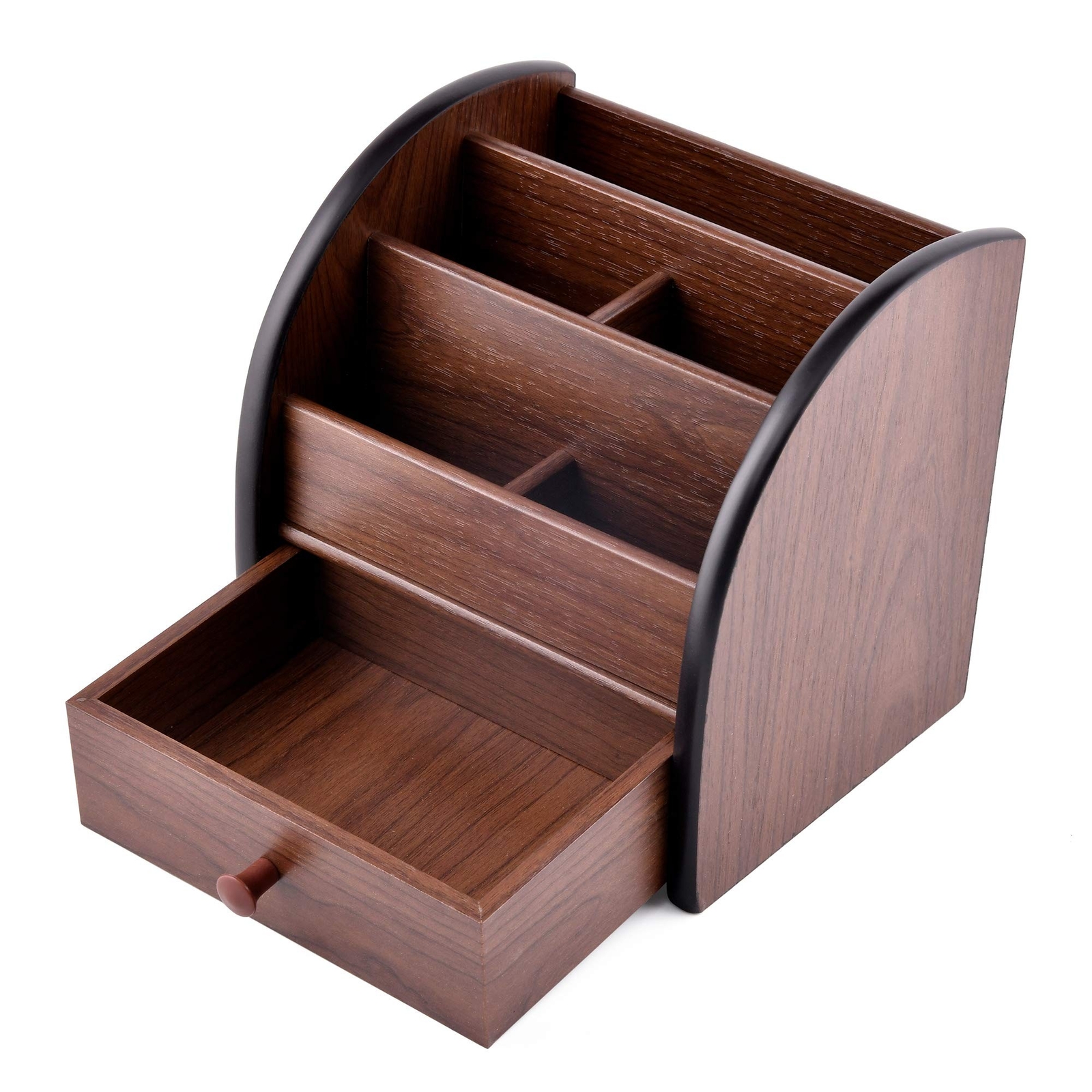 Wooden Desk Organizer with Drawer, Multifunctional Wood Desktop Organizer Off...