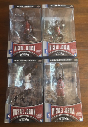 MICHAEL JORDAN UPPER DECK PRO SHOTS FIGURES COMPLETE SET OF 4 SLAM DUNK CHAMP!!