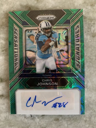 2023 Prizm Chris Johnson Green Scope Auto /75 Auto Sensational Signatures Titans