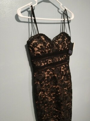 New. 100% Bloomingdale's Women's Black Laced Floral Sleeveless Dress Size 2