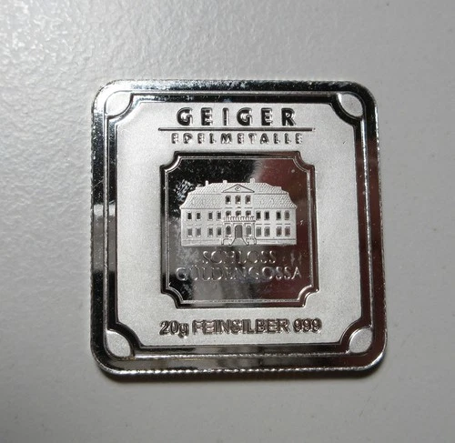 Geiger 20 Grams .999 Fine Silver Bar Lot#998