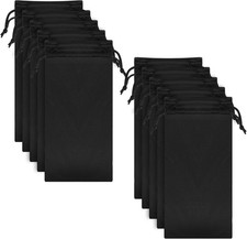 Eyeglass Pouch 10pc Microfiber Drawstring Black