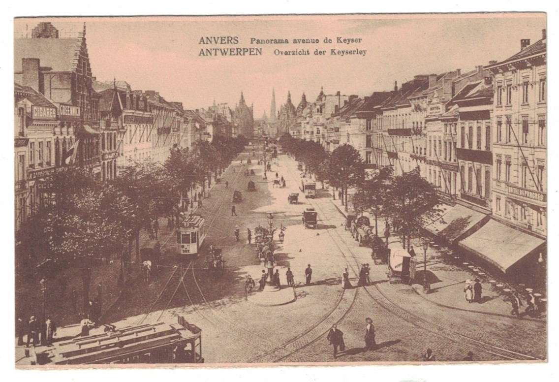 Antique 1910 Panorama Avenue De Keyser Anvers Belgium Sepia Postcard