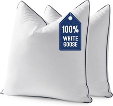 MIULEE Goose Feather Down 28x28 Euro Pillow Insert Set of 2