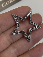 Große Thomas Sabo 925 Silber Anhänger Stern Mit Schwarze Steinen