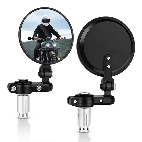 Motorcycle CNC Black Rear View Side Mirrors Set Universal for 7/8" Handlebar End