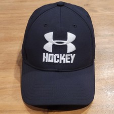 Under Armour Hockey Hat Size L/XL Flex Stretch Fitted Black White UA Logo