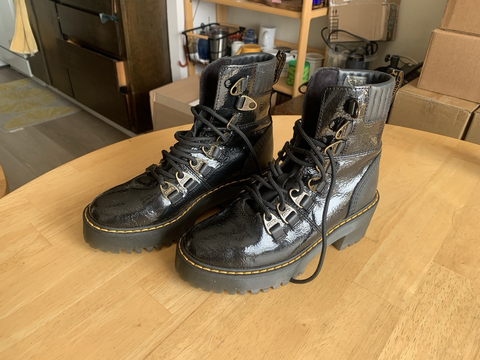 Dr Doc Martens Laurenne Distressed Black Leather Lace Up Boots Melbourne Size 6L