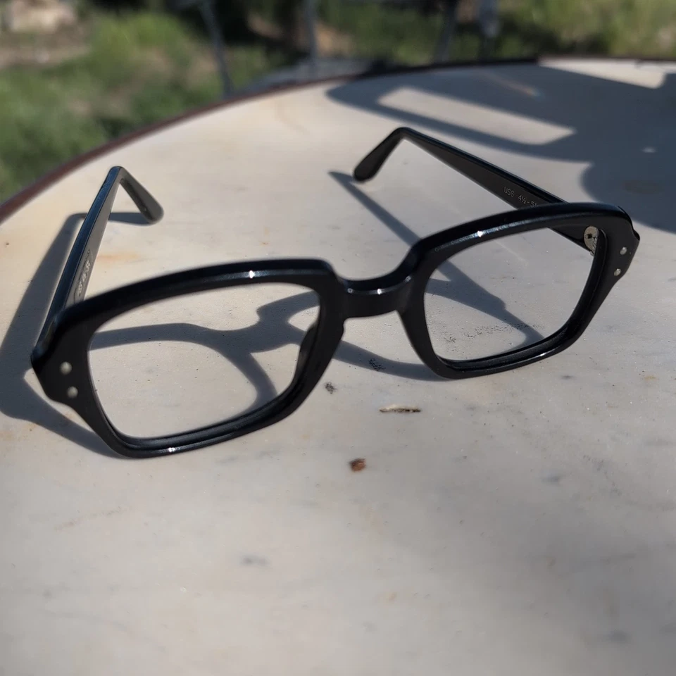 Vintage 50-60's USS GI Military Issued Black Eyeglasses Sunglasses Frames 50-22 - Image 2 of 4