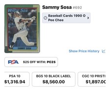 Topps 1990 Sammy Sosa Rookie #692 Chicago White Sox Baseball Card Base Set