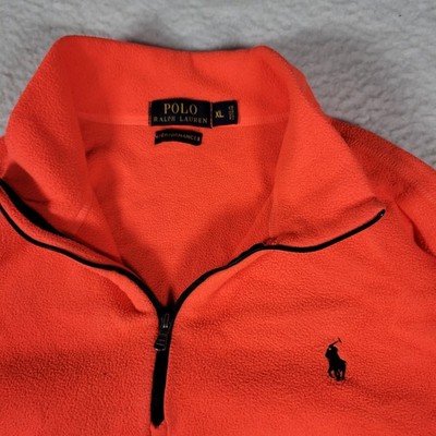 Polo Ralph Lauren Quarter Zip Fleece Womens XL Neon Orange Performance Pullover