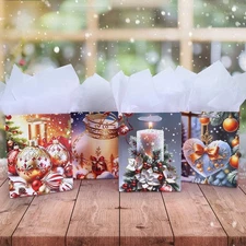 4-Pack 17" Extra Large Christmas Gift Bags Heavy Duty Reusable Xmas Bags