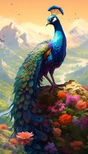 Animals Bird Peacock Landscape Home Decor Wall Art Posters Prints Painting 1638