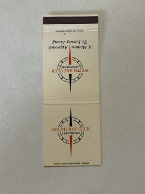South Bay Club Apartments Los Angeles California Vintage Matchbook Cover 81