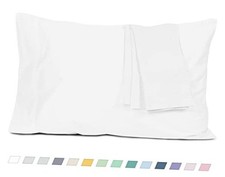 Pillow Cases, Standard Queen Size Cotton 2 Piece Standard/Queen 20"x30" White