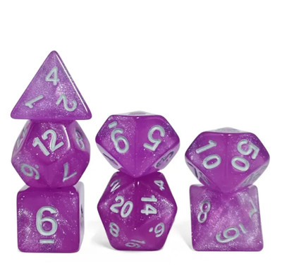   Shimmering Orchid - Classic 7 Dice Set | RPG DnD Dungeons Dragons AD&D d20