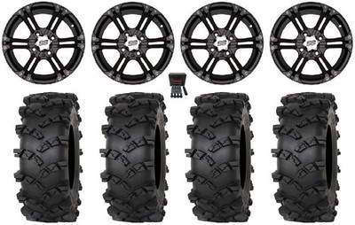 ITP SS212 14'' Wheels Black 30'' Outlaw M/T Tires Kawasaki Brute Force IRS