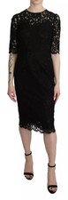Dolce & Gabbana Black Floral Lace Sheath Knee Length Women's Dress Authentic