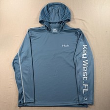 Huk Icon X Hoodie Mens Medium Blue Pullover Lightweight Fishing Outdoor H1200384