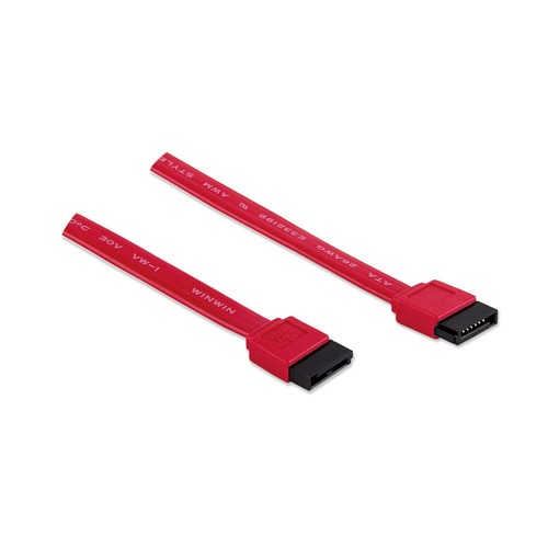 Manhattan Sata Data Cable 7-Pin 50Cm Male To Male 6 Gbps Red Lifetime Warranty.