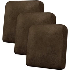Couch Cushion Covers Leather-Look 3PC Stretch Sofa Seat Slipcover Sets