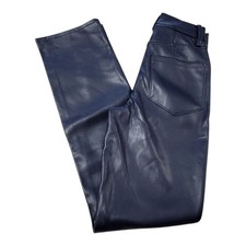 Good American Good Icon Faux Leather Pants GIL000T Ink Blue Size 0/25