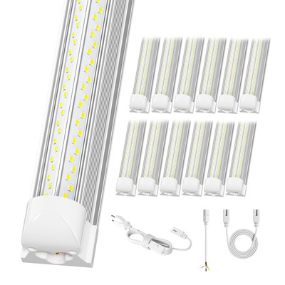 12 Pack Super Bright 100w 8ft Led Shop Light, 15000lm 5000k V Shape 8' Led Sh...