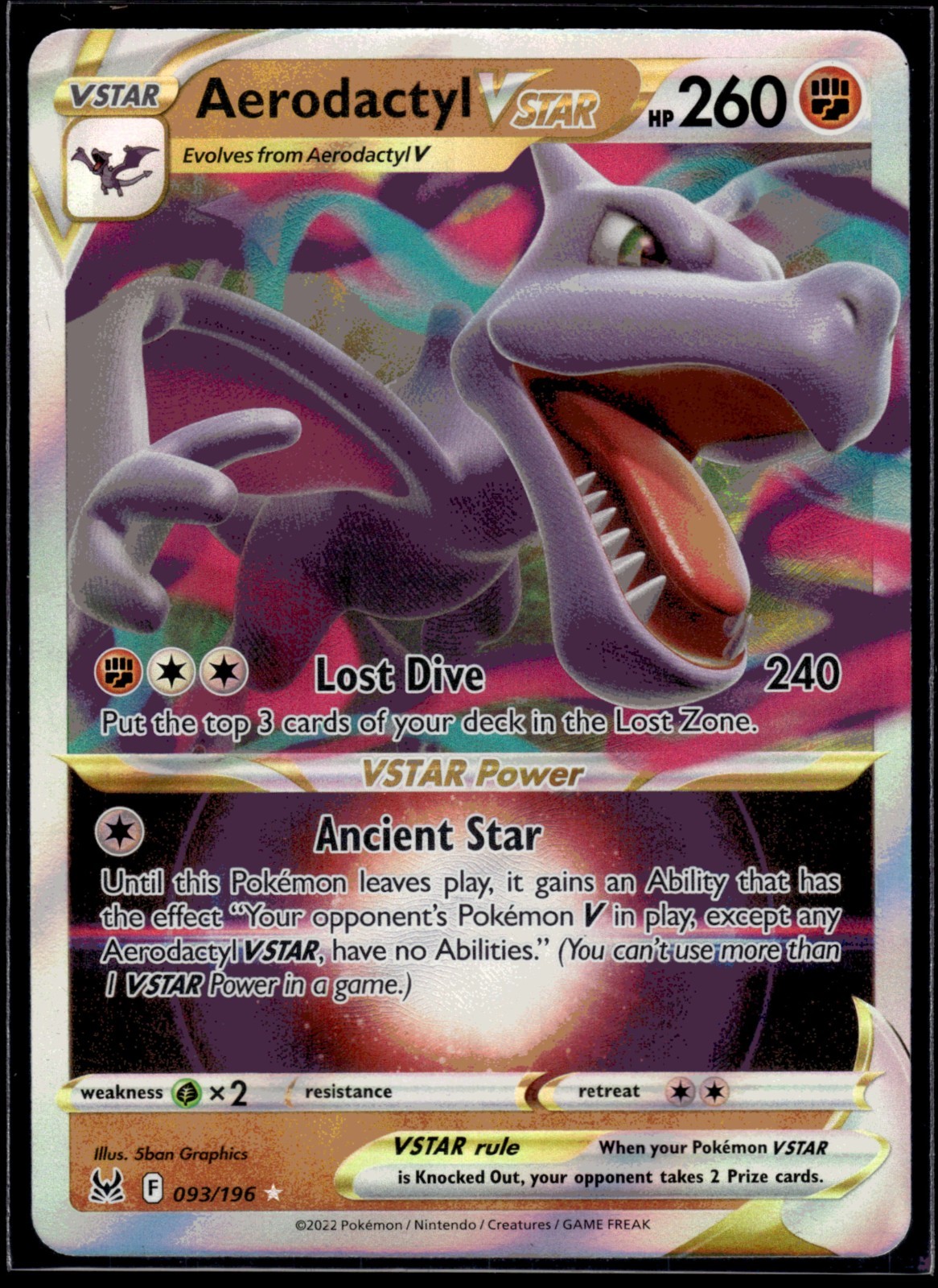 Pokémon TCG | Lost Origin | Aerodactyl VSTAR | 093/196 | NM