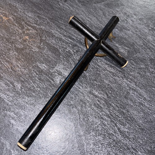 Antikes französisches viktorianisches ebonisiertes Holz/Metall Golgatha Kruzifix Ende 19. Jahrhundert - Bild 15 von 24