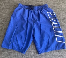 Nike Swimming Shorts Men s M Blue Elastic Waist Drawstring Lined Surfing Trunks