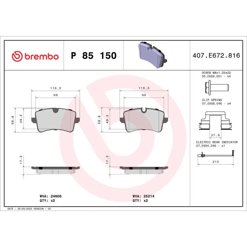 Für BREMBO KLOCKI SZCZEKI CYLINDERKI P 85 150 BRAKE PADS REAR AUDI - Bild 3