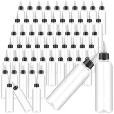 100 Pack 4 oz Squeeze Bottles Clear Twist Cap Leak Proof