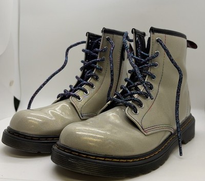 Doc MARTENS Boots Shoes 1460 J Grey Sparkle Women s/Girls Size 5