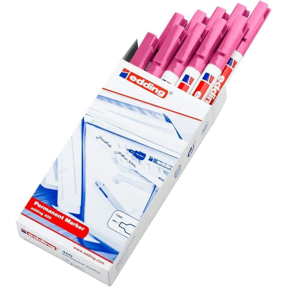 Marqueur permanent edding 400 rose pointe fine 1 mm pour marquage précis lot de 10 - 2