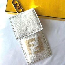 FENDI 2021AW Mini Pouch Mouton Fur Gadget Holder White Vintage Logo From Japan