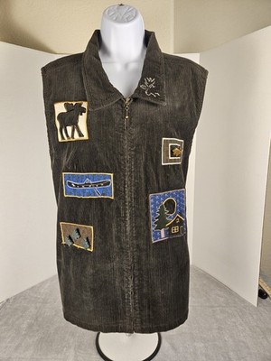 Vintage CJ Banks Corduroy Vest Womens 20W Outdoor Patch Zip Brown